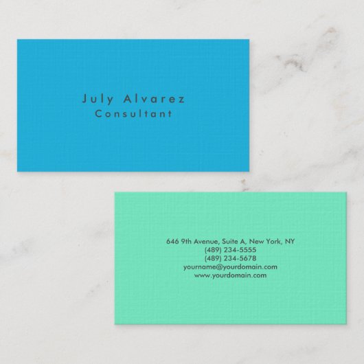 Gewoon minimalistisch blauw visitekaartje (Voorkant / Achterkant)