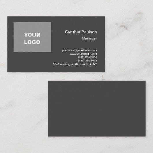 Gewoon minimalistisch modern Voeg je Logo grijs to Visitekaartje (Voorkant / Achterkant)