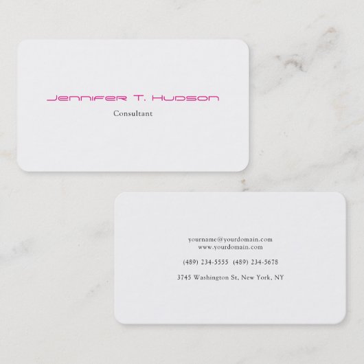 Gewoon minimalistisch roze witte feminine legant visitekaartje (Voorkant / Achterkant)