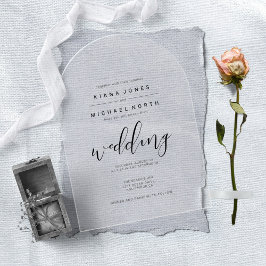 Gewoon Minimalistische Wedding Zwart Acryl Boog ID Acryl Uitnodigingen