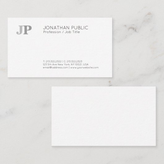 Gewoon modern Elegant monogram zwart wit zwart Visitekaartje (Voorkant / Achterkant)