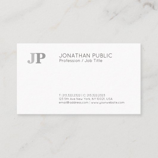 Gewoon modern Elegant monogram zwart wit zwart Visitekaartje (Voorkant)