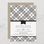 Gewoon Modern gespeeld met lint Monogram bruiloft Kaart (Voorkant / Achterkant)