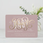 Gewoon modern Gold White PINK Text Baby shower Kaart (Staand voorkant)