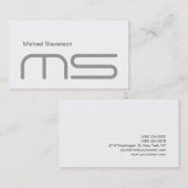 Gewoon modern monogram grijs wit Visitekaartje (Voorkant / Achterkant)