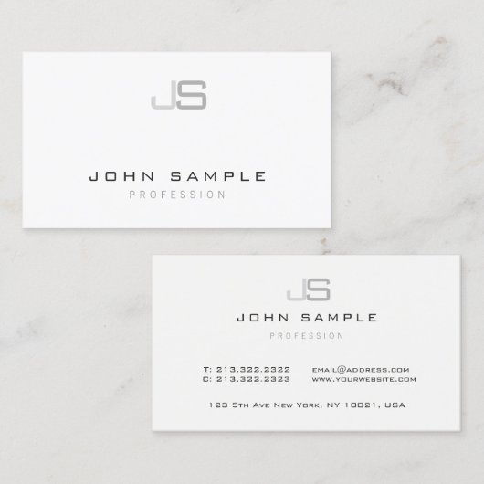 Gewoon modern professioneel elegant monogram eenvo visitekaartje (Voorkant / Achterkant)