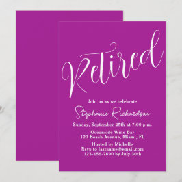 Gewoon Modern Schrift Donker Roze Pensioen Kaart