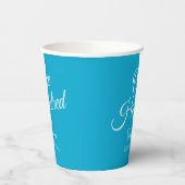 Gewoon modern script Aqua Blue 100e verjaardag Papieren Bekers (Links)