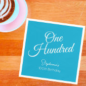 Gewoon modern script Aqua Blue 100e verjaardag Servet