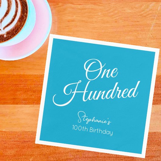 Gewoon modern script Aqua Blue 100e verjaardag Servet