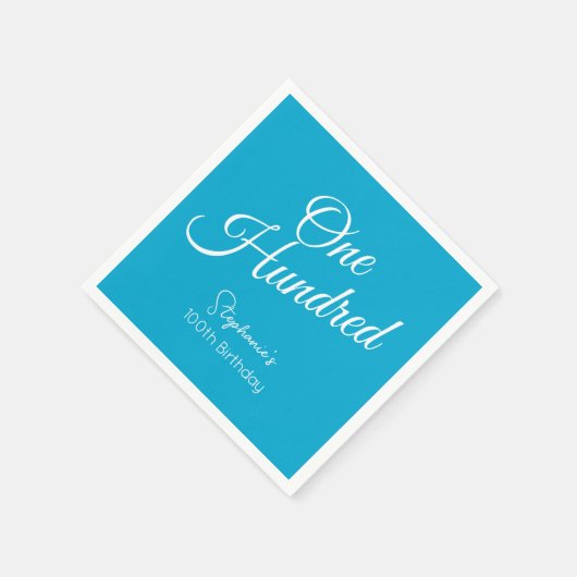 Gewoon modern script Aqua Blue 100e verjaardag Servet (Hoek)
