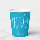 Gewoon modern script Aqua Blue 30e verjaardagsfees Papieren Bekers (Achterkant)