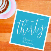 Gewoon modern script Aqua Blue 30e verjaardagsfees Servet