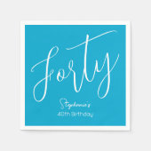Gewoon modern script Aqua Blue 40e verjaardagsfees Servet (Voorkant)
