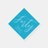 Gewoon modern script Aqua Blue 40e verjaardagsfees Servet (Hoek)
