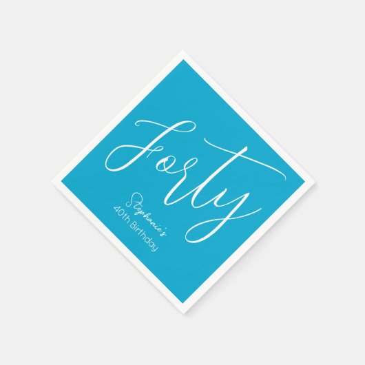 Gewoon modern script Aqua Blue 40e verjaardagsfees Servet (Hoek)