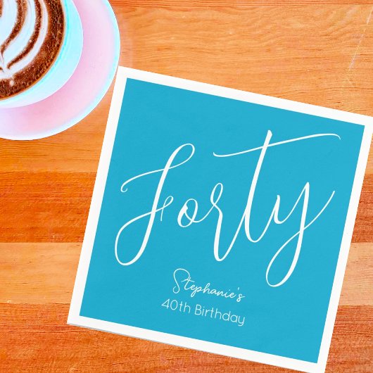 Gewoon modern script Aqua Blue 40e verjaardagsfees Servet