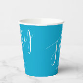 Gewoon modern script Aqua Blue 50e verjaardag Papieren Bekers (Links)
