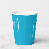 Gewoon modern script Aqua Blue 50e verjaardag Papieren Bekers (Rechts)