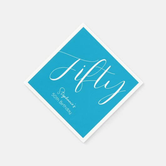 Gewoon modern script Aqua Blue 50e verjaardag Servet (Hoek)