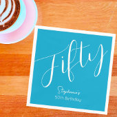 Gewoon modern script Aqua Blue 50e verjaardag Servet