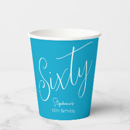 Gewoon modern script Aqua Blue 60e verjaardagsfees Papieren Bekers