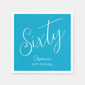 Gewoon modern script Aqua Blue 60e verjaardagsfees Servet (Voorkant)