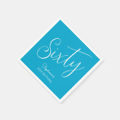 Gewoon modern script Aqua Blue 60e verjaardagsfees Servet (Hoek)