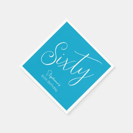 Gewoon modern script Aqua Blue 60e verjaardagsfees Servet (Hoek)