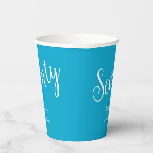 Gewoon modern script Aqua Blue 70e verjaardagsfees Papieren Bekers (Rechts)