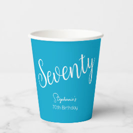 Gewoon modern script Aqua Blue 70e verjaardagsfees Papieren Bekers
