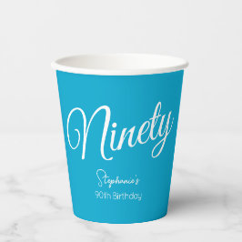 Gewoon modern script Aqua Blue 90e verjaardagsfees Papieren Bekers
