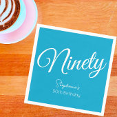 Gewoon modern script Aqua Blue 90e verjaardagsfees Servet