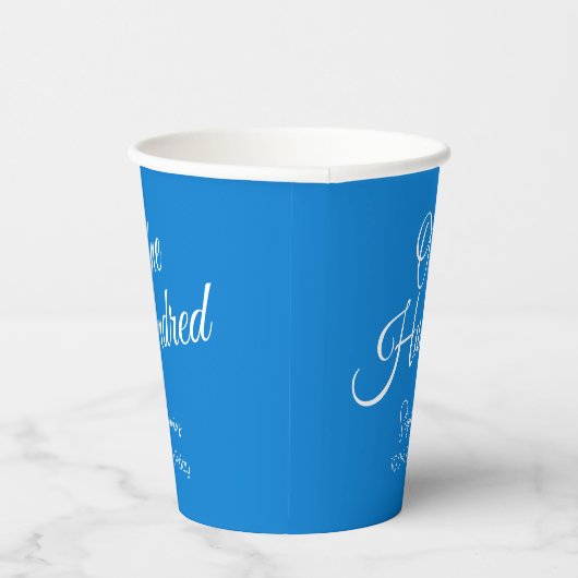Gewoon modern script Blauw 100e verjaardag Papieren Bekers (Rechts)