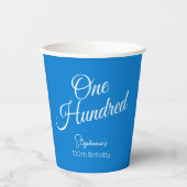 Gewoon modern script Blauw 100e verjaardag Papieren Bekers (Voorkant)