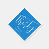 Gewoon modern script blauw 30e verjaardag feest servet (Hoek)