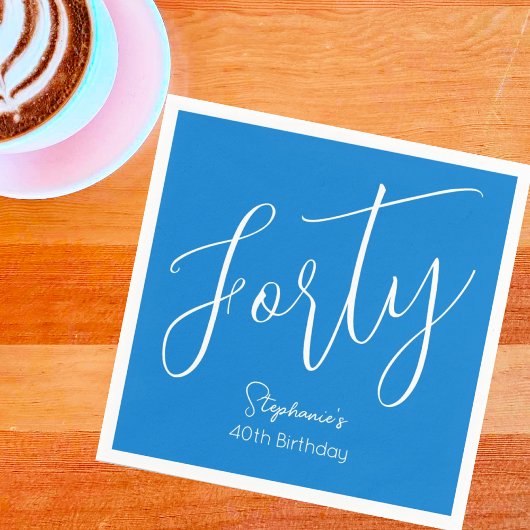 Gewoon modern script blauw 40e verjaardagsfeest servet