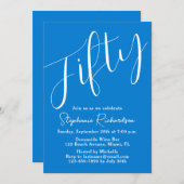 Gewoon modern script Blauw 50ste verjaardag Kaart (Voorkant / Achterkant)