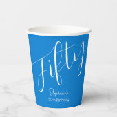 Gewoon modern script Blauw 50ste verjaardag Papieren Bekers (Achterkant)