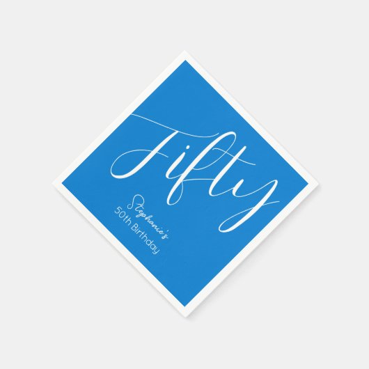 Gewoon modern script Blauw 50ste verjaardag Servet (Hoek)