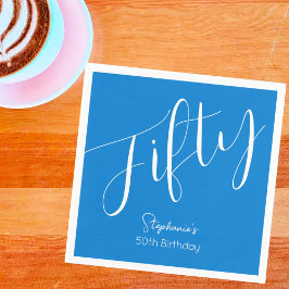 Gewoon modern script Blauw 50ste verjaardag Servet