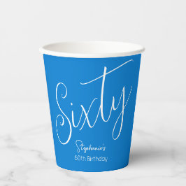 Gewoon modern script blauw 60ste verjaardagsfeest papieren bekers