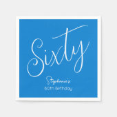 Gewoon modern script blauw 60ste verjaardagsfeest servet (Voorkant)