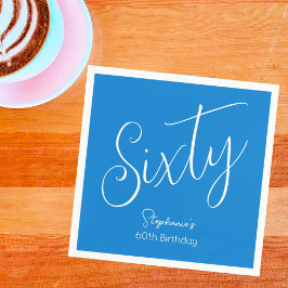 Gewoon modern script blauw 60ste verjaardagsfeest servet
