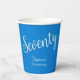 Gewoon modern script blauw 70ste verjaardagsfeestj papieren bekers