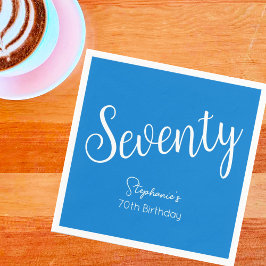 Gewoon modern script blauw 70ste verjaardagsfeestj servet