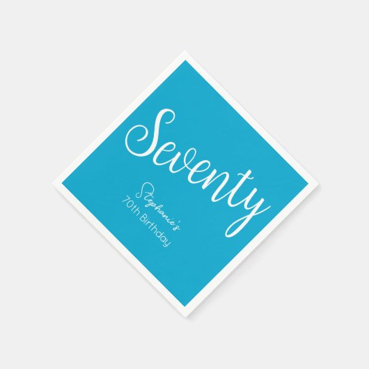 Gewoon modern script blauw 70ste verjaardagsfeestj servet (Hoek)