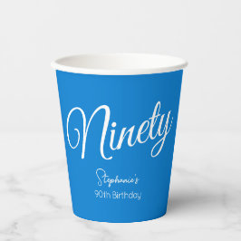 Gewoon modern script blauw 90ste verjaardagsfeestj papieren bekers