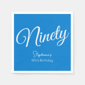 Gewoon modern script blauw 90ste verjaardagsfeestj servet (Voorkant)