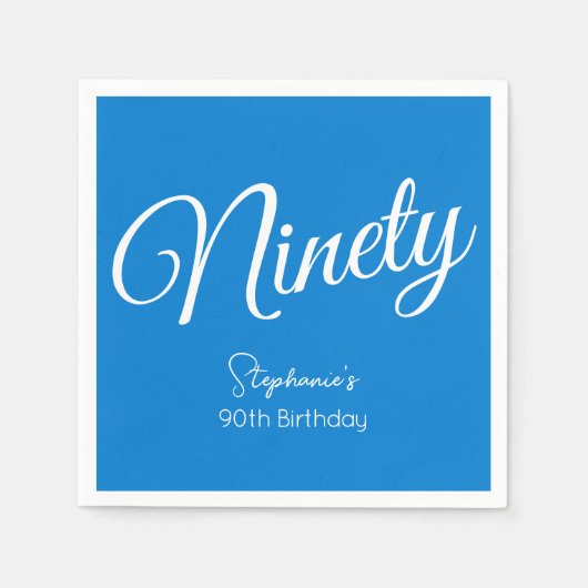 Gewoon modern script blauw 90ste verjaardagsfeestj servet (Voorkant)